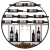 Vintiquewise Vintage Decorative Modern Black Metal Round Wall Mounted Wine Display Rack QI004276